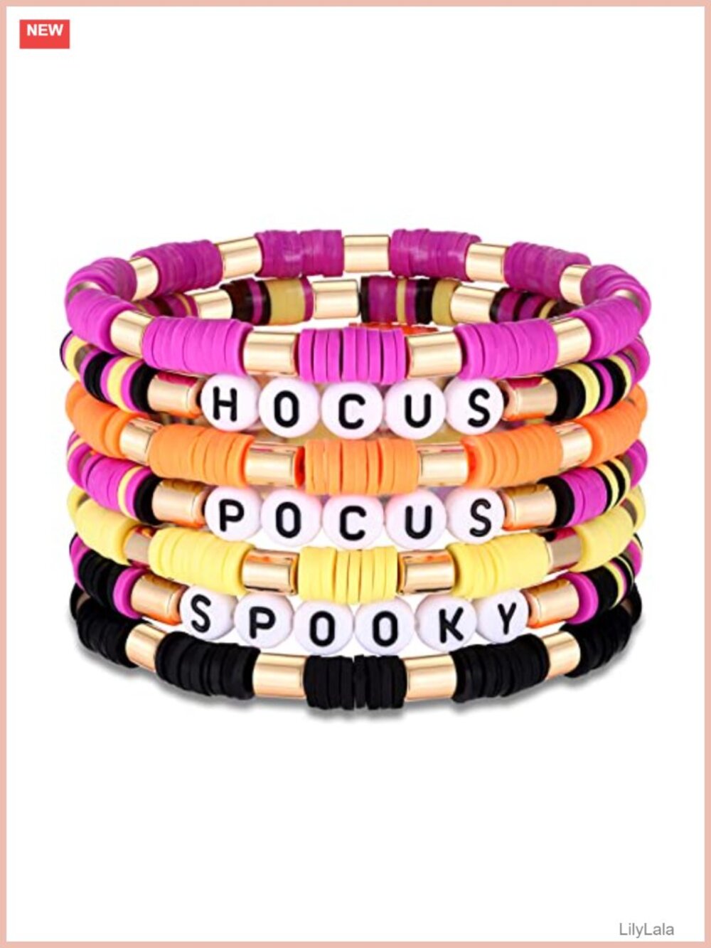 Preppy Heishi Halloween Stretch Bracelet Set Stackable Vinyl Disc Beads